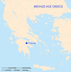 Map of Greece showing Mycenae